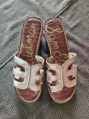 Sam Edelman Gold Cork Sole Espadrille Sandals; Size 7